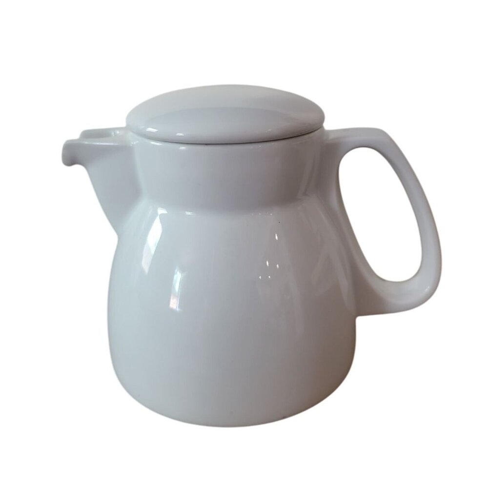 Bauscher Weiden Germany White Porcelain Art Deco Minimalist Tea Pot With Lid